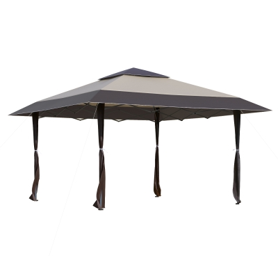 OUTSUNNY 4 x 4m Pop-up Canopy Gazebo Tent with Roller Bag & Adjustable Legs Outdoor Party, Steel Frame, Brown