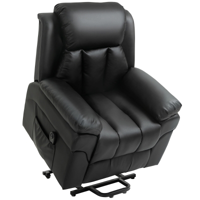 HOMCOM Faux Leather Power Lift Reclining Armchair - Black