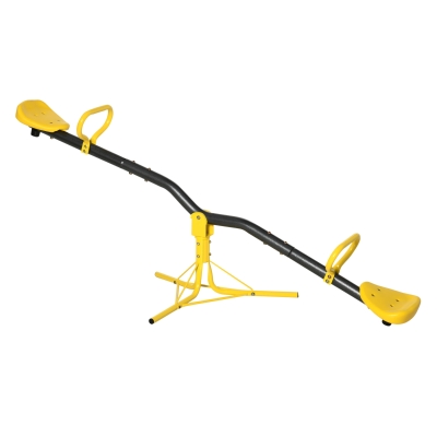Outsunny 360 Degree Rotating Seesaw for Kids, Metal Teeter-Totter, Children's Playground Equipment for Outdoor Indoor, 3-10 Years, Yellow
