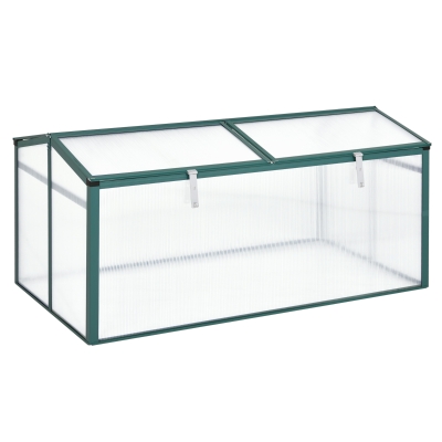 Outsunny Alu-Gewächshaus Frühbeet Treibhaus Aufzucht Pflanzenhaus 4 Öffnungen PC 130 x 70 x 53 cm