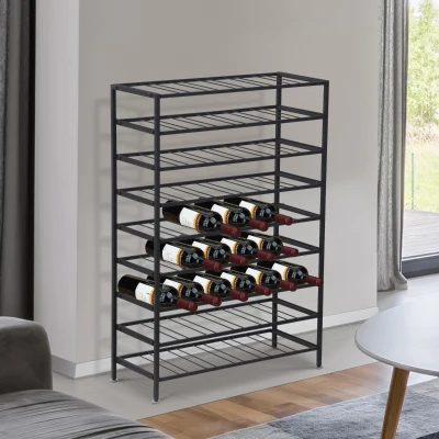 HOMCOM 54 Bottles Wine Rack 9-Tier Metal Holder Stand Display Organizer Storage Shelf Black