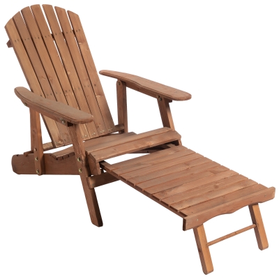 Outsunny Sedia a Sdraio in Legno Adirondack con Poggiapiedi