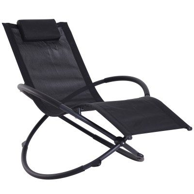 Outsunny Sedia a Dondolo Moderna in Textilene, Nero, 154x80x84cm