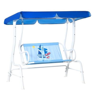 Outsunny Kinder Hollywoodschaukel mit Dach für 3-6 Jahre Blau 110 x 74 x 113 cm