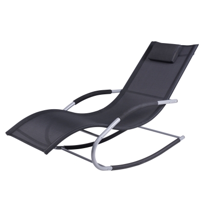 OUTSUNNY Chaise Rocker Patio Lounge Chairs Swing Recliner Relaxer w/ Pillow