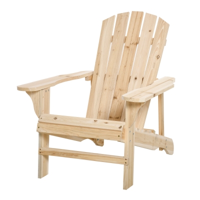 Outsunny Wood Adirondack Chair Seat Deck Reclined Extra Wide Seat for Patio Garden Deck Natural