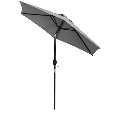 Outsunny Φ2.3m Patio Sun Umbrella Outdoor Market Table Parasol w/ Adjustable Angle 6 Ribs for Garden Backyard Pool Light Gray