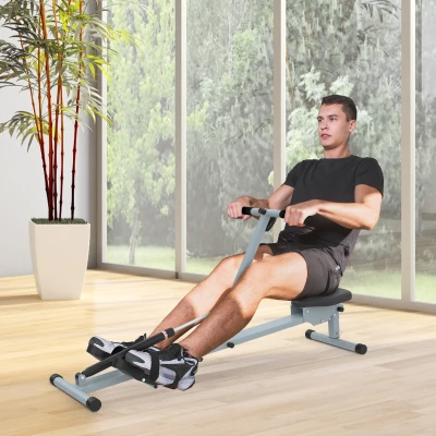 HOMCOM Vogatore per Casa e Palestra con Monitor LCD Grigio e Nero