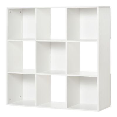 HOMCOM 3-tier 9 Cubes Storage Unit Particle Board Cabinet Bookcase Organiser Home Office Shelves White