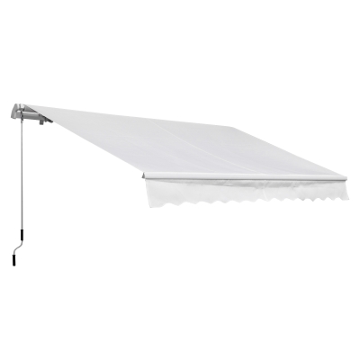 11'L x 8'W Manual Retractable Patio Awning Deck Sunshade Shelter Outdoor Window/Door Canopy Aluminum