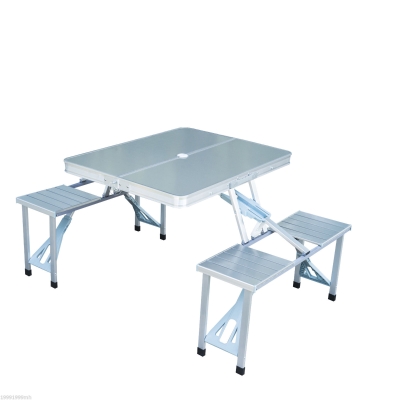 Outsunny Portable Folding Camping Picnic Table and Chairs Stools Set Party Field Kitchen Outdoor Garden BBQ Aluminum