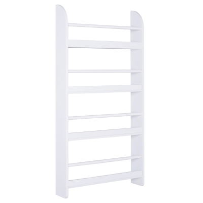HOMCOM Wood Wall/Standing Magazine Holders Book Rack Shelf 4 Tiers Space Saving Design Water Resist Home Office Decoration