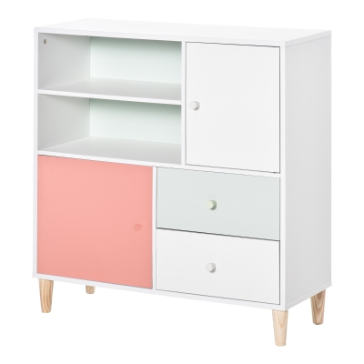 HOMCOM Kids Bookcase Multi-Shelf Modern Freestanding Cabinet of Drawer Book Magazine Organizer Study Bedroom 80 x 30 x 85cm Pink