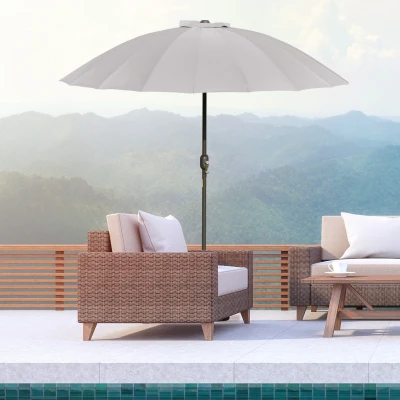 Outsunny Ф270cm Sun Umbrella Patio Umbrella Outdoor Market Table Umbrella with Push Button Tilt Crank and 18 Sturdy Ribs for Garden Lawn Backyard Pool