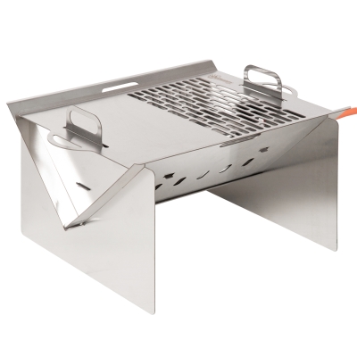 Outsunny Tischgrill mit Piezo-Zündung, Rostfreier Stahl, Schwarz, 52 x 40 x 31 cm