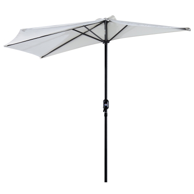 Outsunny Ombrellone Semicircolare Impermeabile Protezione UV Bianco 269 x 138 x 236cm