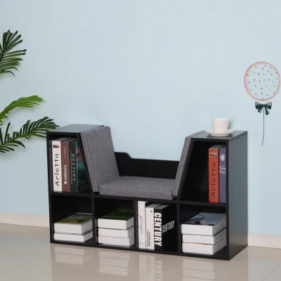 HOMCOM Estantería Librería con Asiento 6 Cubo Librería Original Infantil Zapatero con Cojín Estante con Banco Multiusos 102x30x61cm