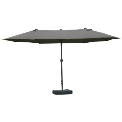 Outsunny Sombrilla Doble Parasol Grande 4,6x2,7m Sombrilla Jardín Patio con Manivela Manual Resistente al Agua y Protección Solar UV para Terraza Playa Piscina Café
