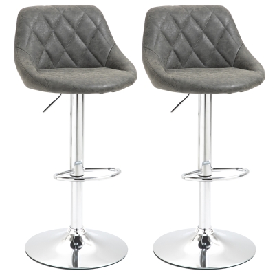 HOMCOM Set 2 Sgabelli da Bar di Design Girevoli con Altezza Regolabile - Grigio Scuro