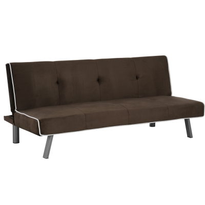 Homcom Divano Letto Reclinabile con Struttura in Legno Marrone 170 x 76 x 72.5cm