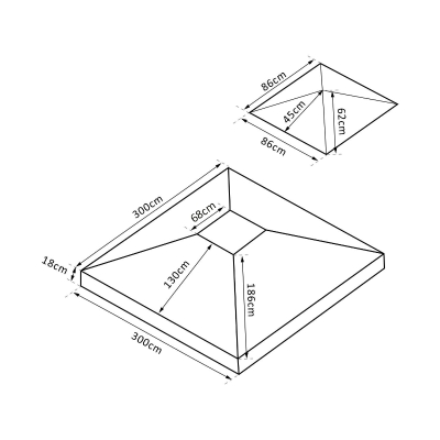 Outsunny Techo Reemplazo para Carpa 3x3 m Pabellón de Poliéster para Jardín Terraza Aire Libre Exterior - Color Crema