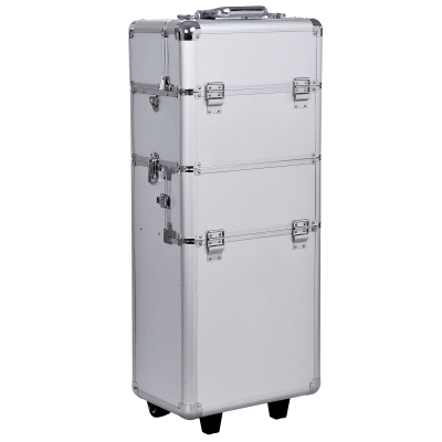 HomCom Trolley Make up Artist professionale Beauty Case Trucco in Alluminio