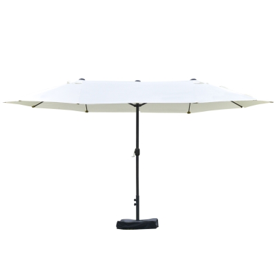 Outsunny Sombrilla Doble Parasol Grande 4,6x2,7m Sombrilla Jardín Patio con Manivela Manual Resistente al Agua y Protección Solar UV para Terraza Playa Piscina Café