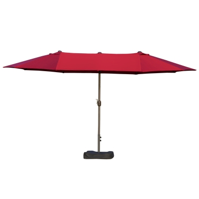 Outsunny Sombrilla Doble Parasol Grande 4,6x2,7m Sombrilla Jardín Patio con Manivela Manual Resistente al Agua y Protección Solar UV para Terraza Playa Piscina Café