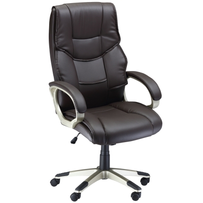 HOMCOM PU Leather Ergonomic Executive Office Desk Chair Brown