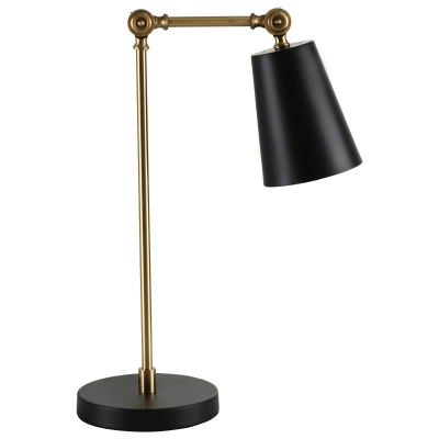 HOMCOM Lampada da Comodino con Paralume Regolabile, Lampada da Tavolo Moderna in Metallo 40x18x70cm - Oro/Nero
