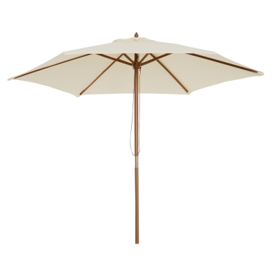 Outsunny 2.5 m Wooden Umbrella Parasol-Cream