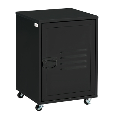 Rolling Storage Cabinet File Cabinet With Adjustable Shelf, Metal Door Black