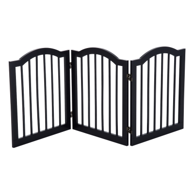 Pawhut Wooden Foldable Dog Gate Stepover Panel Pet Fence Freestanding Safety Barrier for the House, Doorway, Stairs(Black)