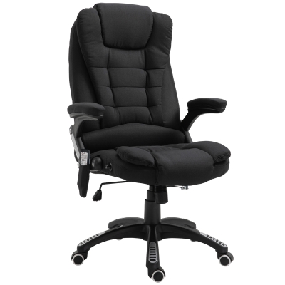 Vinsetto Burlap 7 - Point Massage Office Chair Recliner Chair 130°Relax Head - Black