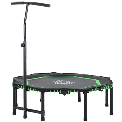 HOMCOM Mini Hexagon Steel Frame Trampoline w/ Adjustable Handle Green