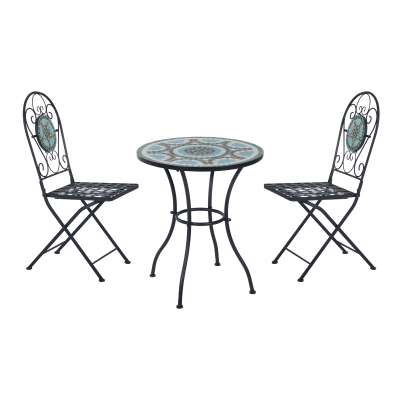 Outsunny 3 Pcs Metal Garden Bistro Set-Mosaic, Metal