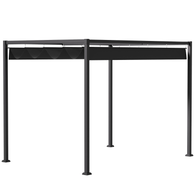 Outsunny Pergola mit Schiebedach, Schwarz, 298 x 213 x 222 cm