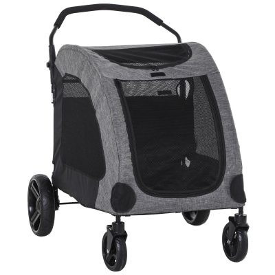 PawHut Hundebuggy Hundewagen Hundeanhänger Hundetasche Haustiere Oxford Groß Grau+Schwarz 98x82x110 cm