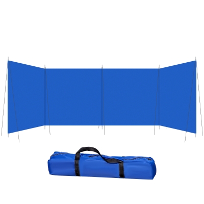 Outsunny Camping Windbreak, Foldable Portable Wind Blocker w/ Carry Bag and Steel Poles, Beach Sun Screen Shelter Privacy Wall, 540cm x 150cm