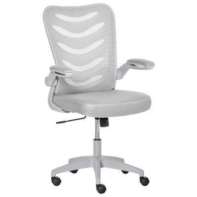 Vinsetto Sedia da Ufficio Ergonomica, Poltrona Girevole, Altezza Regolabile e Braccioli Sollevabili, 58.5x58x94.5-103.5cm, Grigio
