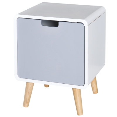 Chevet design scandinave avec placard MDF blanc gris
