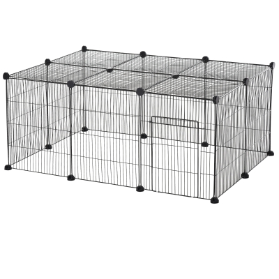 PawHut Kleintiergehege Freigehege 105 cm x 70 cm x 45 cm DIY 16 Platten Metall