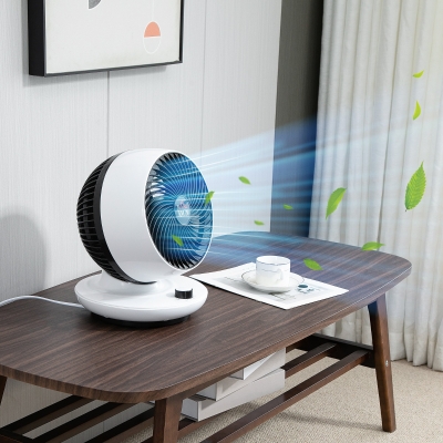 HOMCOM Room Air Circulator Fan with 3 Speed, 70° Oscillating 90° Tilt, Tabletop Personal Fan for Living Room, Bedroom, Office, Black and White
