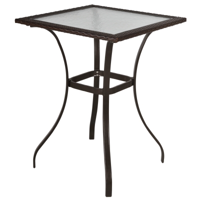 Table carrée bistro de jardin plateau verre trempé