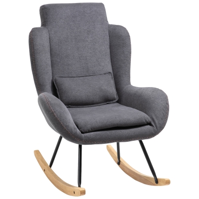 Fauteuil à bascule oreilles grand confort lin gris
