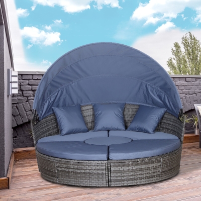 Lit canapé de jardin modulable grand confort résine tressée