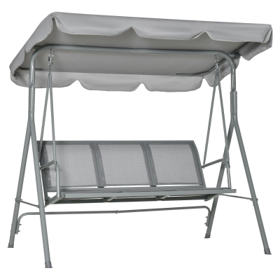 Outsunny Hollywoodschaukel 3-Sitzer Gartenschaukel Schaukelbank mit Dach Metall Grau+Silber 170 x 110 x 153 cm