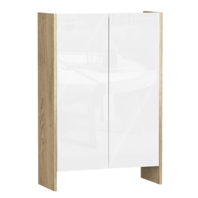 HOMCOM Armadietto a Due Ante per Ingresso, Bagno o Camera in Legno Rovere e Bianco