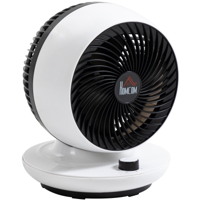 HOMCOM Room Air Circulator Fan with 3 Speed, 70° Oscillating 90° Tilt, Tabletop Personal Fan for Living Room, Bedroom, Office, Black and White