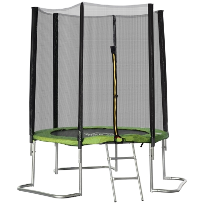 HOMCOM Trampolim de Jardim Ø223cm Trampolim para Crianças Adultos com Superfície de Salto Ø137cm Rede de Segurança Cobertura de Bordas e Escada para Exterior Verde